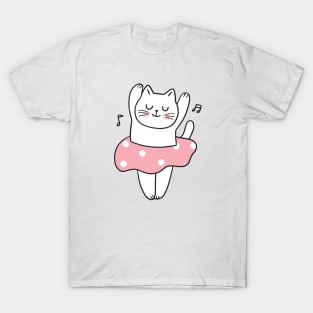 CUTE GIRL CAT DANCING With Music Notes T-Shirt